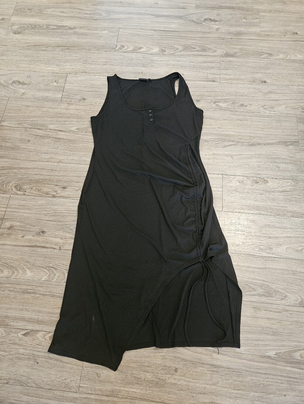 Cider Black Sleeveless Midi Tank Dress with Side Tie Detail Size 3XL